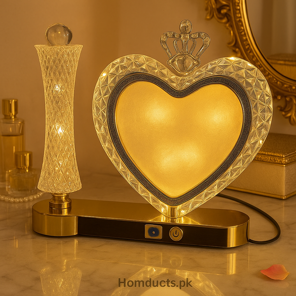 Crystal Heart Crown LED Photo Frame Lamp – Luxury Decorative Night Light