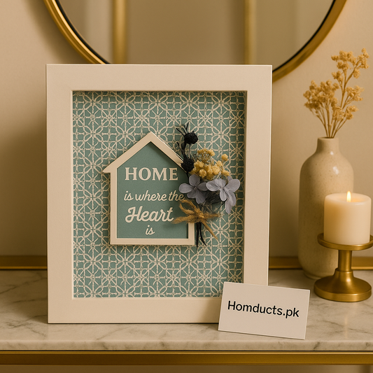 Luxury Wooden Wall Key Holder Frame – ‘Home Is Where The Heart Is’ Decorative Organizer