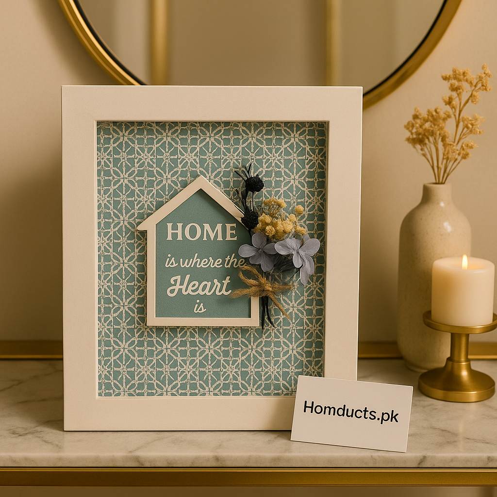 Luxury Wooden Wall Key Holder Frame – ‘Home Is Where The Heart Is’ Decorative Organizer