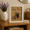 Rustic Wooden Keys Box with Bicycle & Lavender Design – Wall Mounted Key Holder