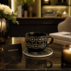 Dany Home Luxury Geometric Ceramic Tea Cup & Coaster Set – Premium 6 Pieces Coffee Mug Set for Modern Tea Time & Elegant Serving