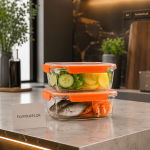 Premium Borosilicate Glass Food Storage Containers Set of 2 – 650ML Airtight Rectangular Kitchen & Fridge Organizer Boxes