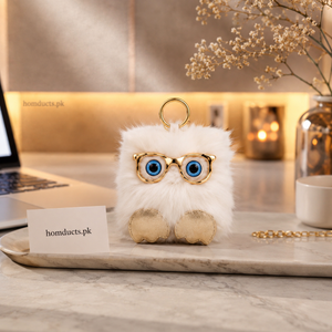 Luxury Fuzzy Owl Fur Keychain Bag Charm for Girls & Kids – Soft Plush Cute Hanging Accessory for Handbags, School Bags & Car Keys
