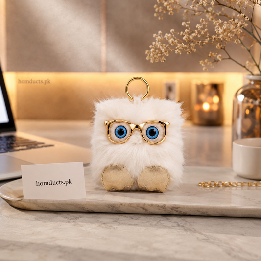 Luxury Fuzzy Owl Fur Keychain Bag Charm for Girls & Kids – Soft Plush Cute Hanging Accessory for Handbags, School Bags & Car Keys