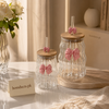 Curvy Glass Tumbler Set with Pink Bow Charms – Aesthetic Iced Coffee & Juice Cups with Bamboo Lid and Glass Straw