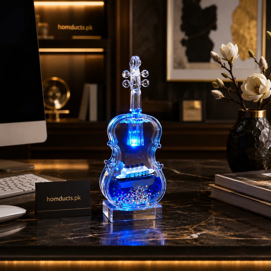 Luxury Crystal Violin LED Paperweight Decorative Desk Showpiece for Office & Home Decor