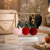 Luxury Cherry Fur Pom Pom Keychain Charm – Cute Fluffy Bag & Car Key Accessory For Girls (1 Pc)