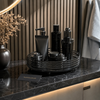 Luxury 360° Rotating Transparent Organizer Tray – Black (Premium Vanity & Countertop Storage)