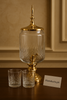Luxury Crystal Glass Beverage Dispenser Set with 6 Glasses – Gold Edition