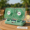 Dual Solar Rechargeable Fan – Portable USB Cooling Fan with Dual Heads
