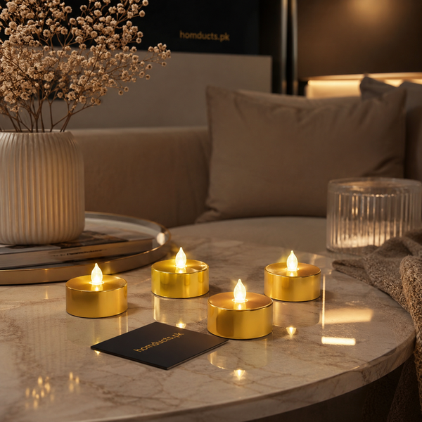 Luxury Flameless LED Tealight Candles – Elegant Flickering Ambient Lights (Set of 3)