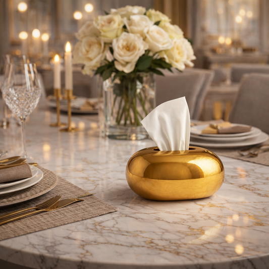 Luxury Gold Tissue Box Holder – Elegant Decorative Tissue Dispenser for Living Room & Office