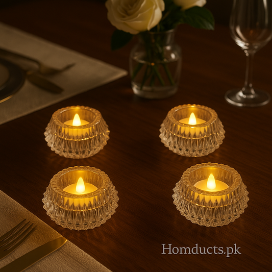 Luxury Crystal LED Tealight Candle – 1 Pc | Elegant Table Decor Light