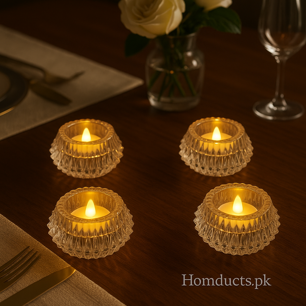Luxury Crystal LED Tealight Candle – 1 Pc | Elegant Table Decor Light