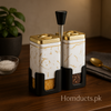 Luxury White & Gold Dual Spice Grinder Set – Adjustable Seasoning Dispenser
