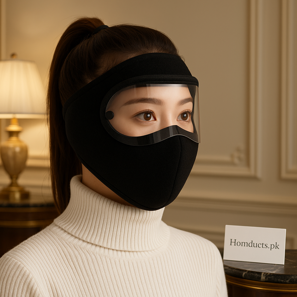Winter Face Protection Mask with Anti-Fog Transparent Visor – Windproof & Thermal Fleece Shield