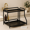 Luxury Black Marble Bathroom Storage Rack – 2-Tier Metal Organizer Shelf