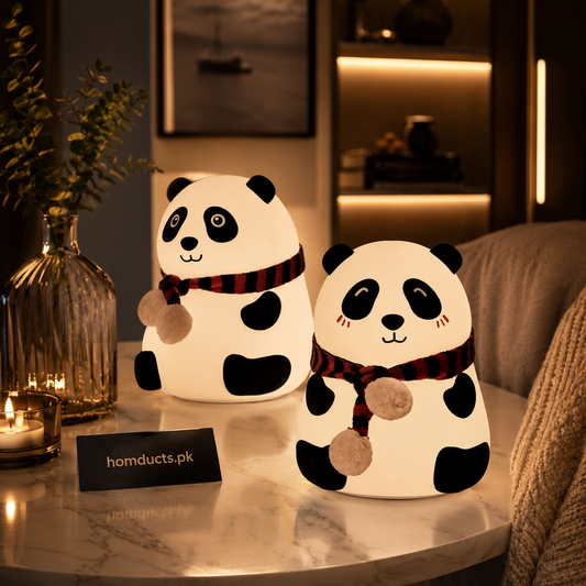 Cute Panda Night Light with Scarf – Soft Silicone LED Bedside Lamp for Kids & Home Decor