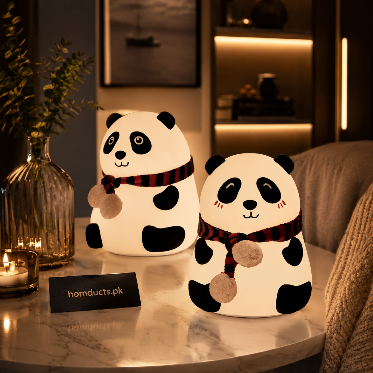 Cute Panda Night Light with Scarf – Soft Silicone LED Bedside Lamp for Kids & Home Decor