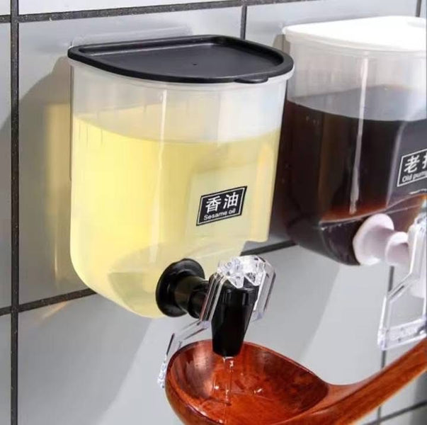 Wall-Mounted Oil Dispenser for Kitchen – Transparent Soy Sauce & Cooking Oil Container