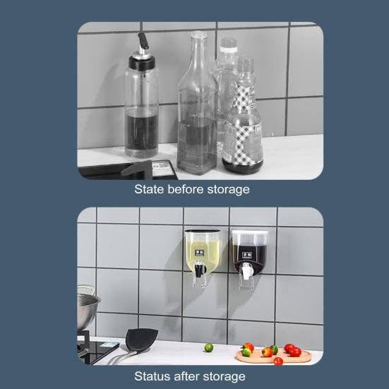 Wall-Mounted Oil Dispenser for Kitchen – Transparent Soy Sauce & Cooking Oil Container