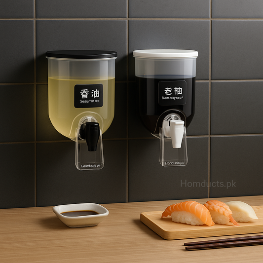 Wall-Mounted Oil Dispenser for Kitchen – Transparent Soy Sauce & Cooking Oil Container