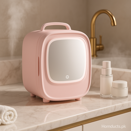 Mini Beauty Skincare Fridge with LED Mirror – Portable Cosmetic Refrigerator