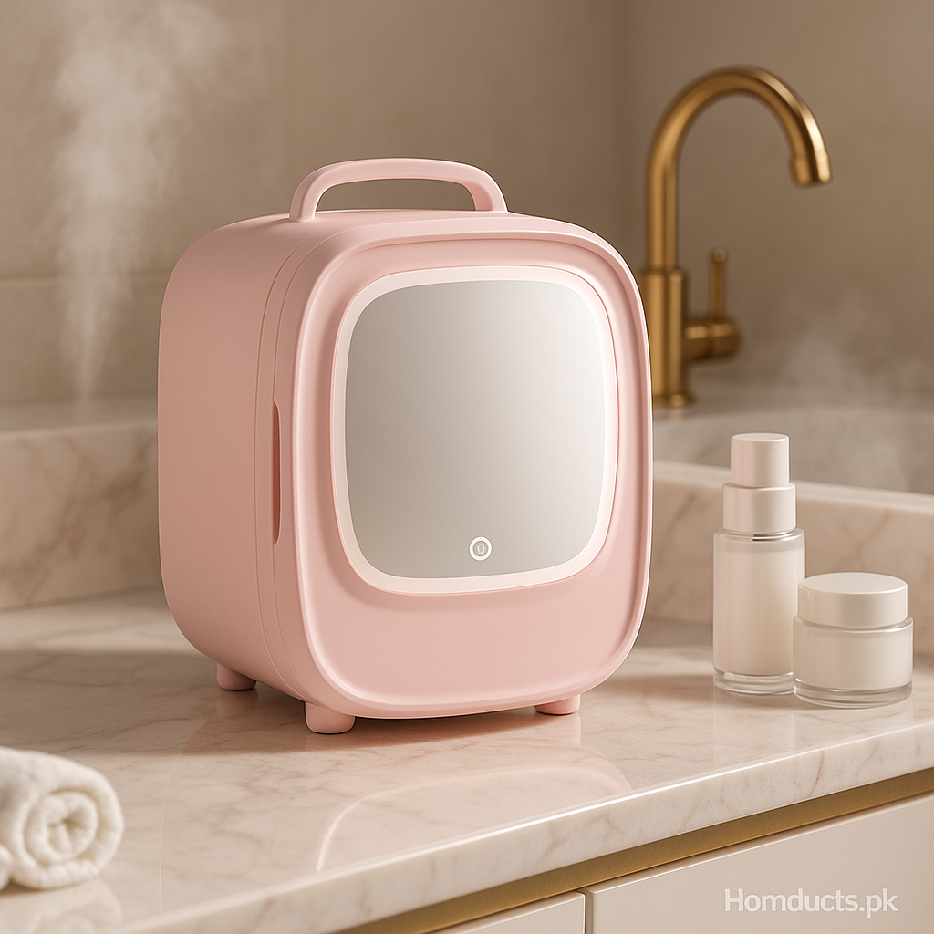 Mini Beauty Skincare Fridge with LED Mirror – Portable Cosmetic Refrigerator