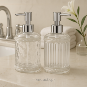 Luxury Pearl-Trim Glass Soap Dispenser – 1pc