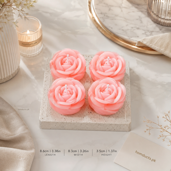 4-Piece Rose Flower Scented Candle Gift Set | Decorative Floral Aromatherapy Candles for Home Décor