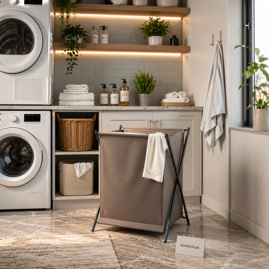 Foldable Laundry Hamper Basket with Metal Stand – Large Capacity Dirty Clothes Organizer for Laundry Room & Bedroom