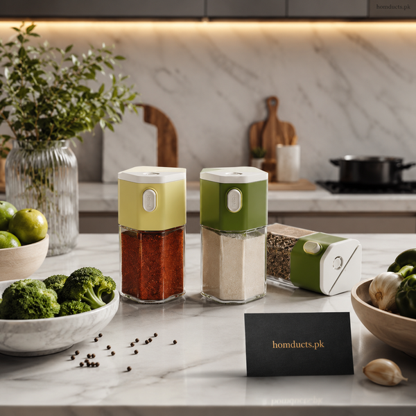 Premium Airtight Kitchen Spice Dispenser Jar Set – One Press Seasoning Storage Containers for Spices, Salt & Dry Ingredients