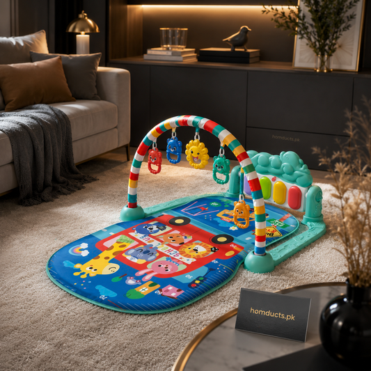 Premium Baby Piano Play Gym Activity Mat with Hanging Toys – Soft Infant Tummy Time Learning & Sensory Play Mat