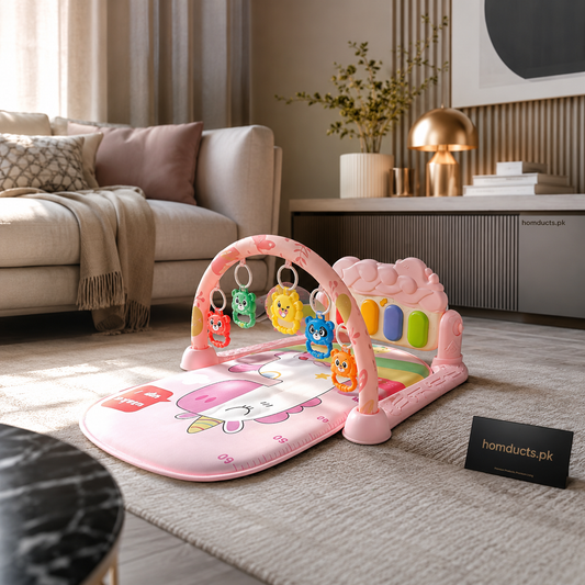 Premium Baby Play Gym Activity Mat with Hanging Toys & Piano Keyboard – Soft Infant Tummy Time Play Mat for Newborns
