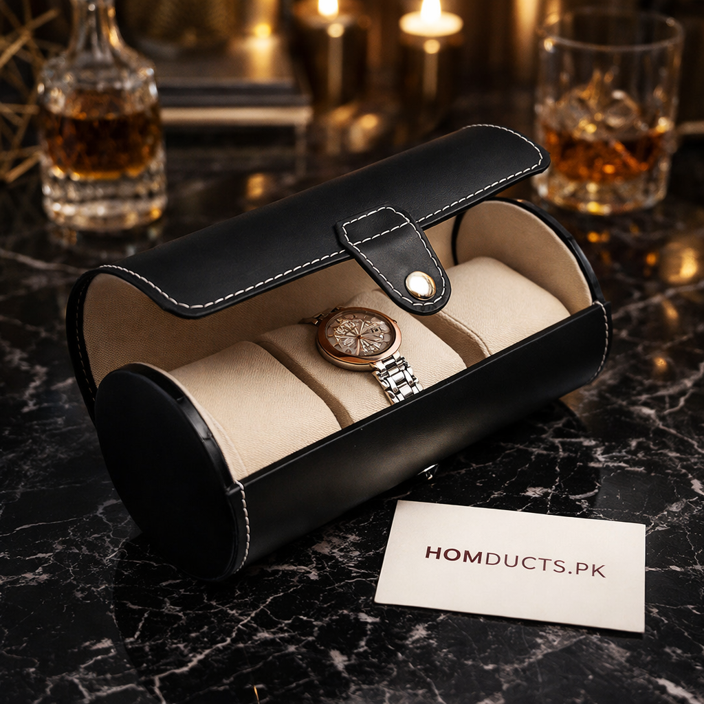 3 Slot Leather Watch Box
