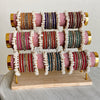 3-Tier Velvet Bracelet & Bangle Display Stand – Elegant Jewelry Organizer with Gold Accents & Wooden Base