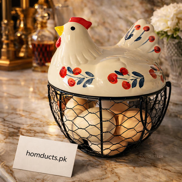Luxury Hen-Shaped Egg Basket with Lid – Premium Kitchen Storage