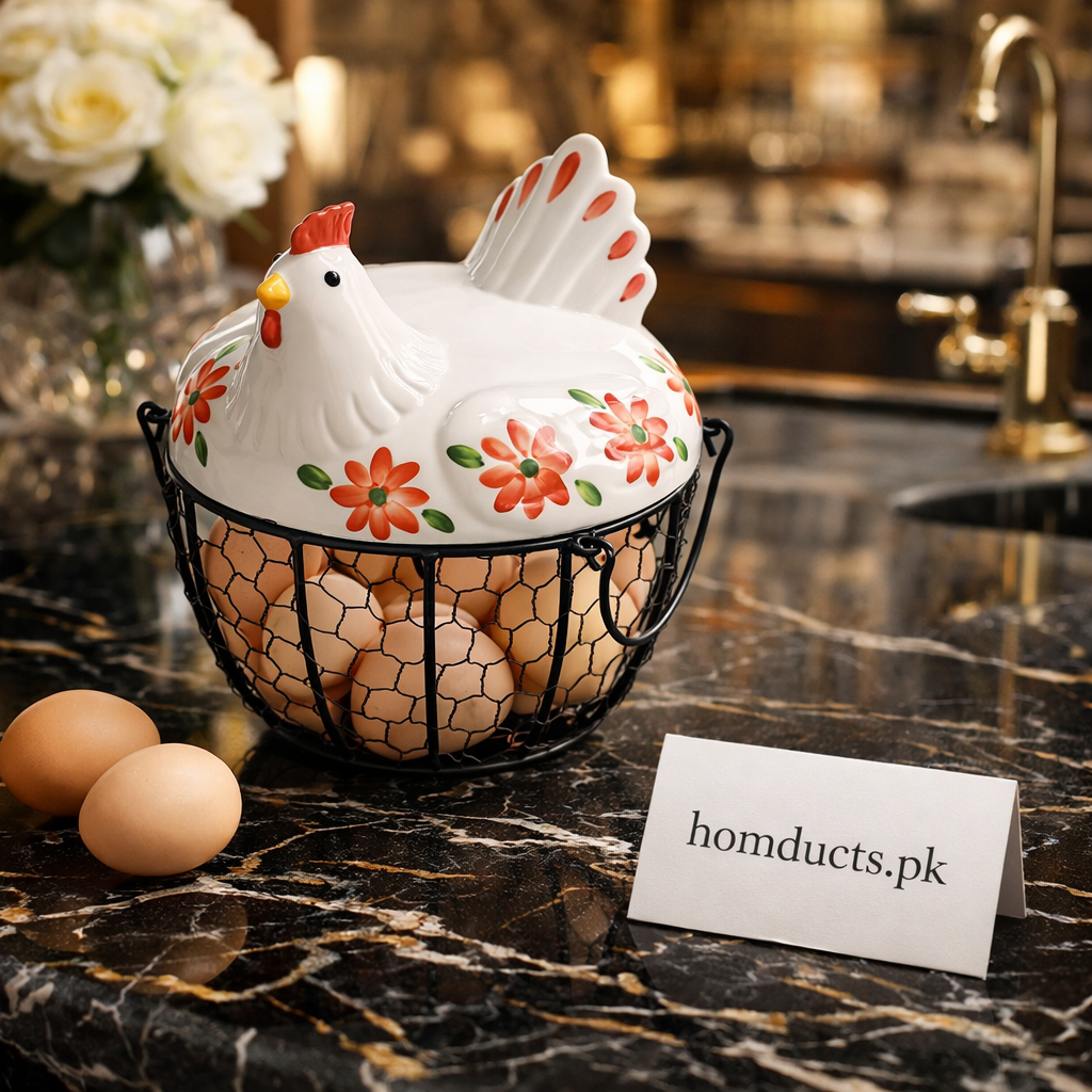 Luxury Hen-Shaped Egg Basket with Lid – Premium Kitchen Storage