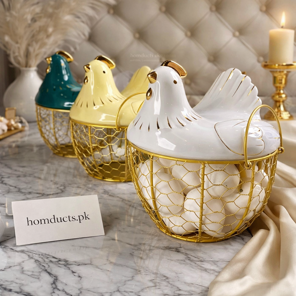 Luxury Hen-Shaped Egg Basket with Lid – Premium Kitchen Storage