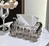 Transparent Luxury Bubble Tissue Box with Chrome Bunny & Bow Design