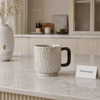 Premium White Textured Ceramic Coffee Mug with Black Handle