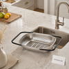 Adjustable Stainless Steel Over Sink Colander Basket with Extendable Handles – Kitchen Fruit & Vegetable Strainer