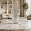 Premium Sculpted Art Clear Glass Vase – Luxury Decorative Flower Vase for Home & Living Room Décor (Model BJZ382-1)