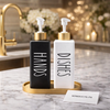 Luxury Black & White Soap Dispenser Set with Gold Tray | Hand & Dish Liquid Pump Bottles – Premium Kitchen & Bathroom Decor