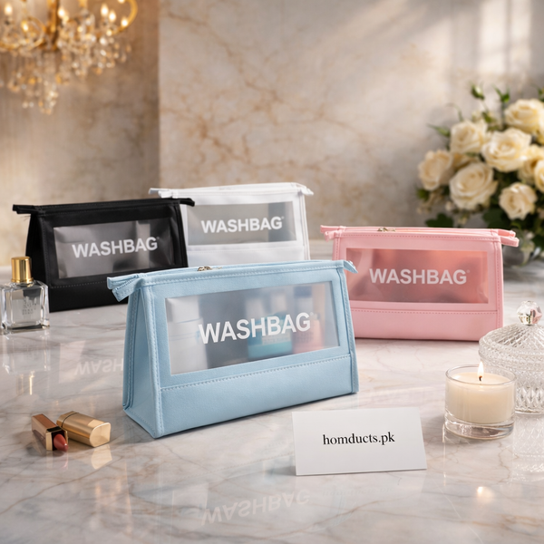 Premium Transparent Wash Day Pouch – 2-Piece Waterproof Cosmetic & Travel Organizer