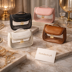 Luxury Clear Leather Makeup & Travel Pouch (1 PC)