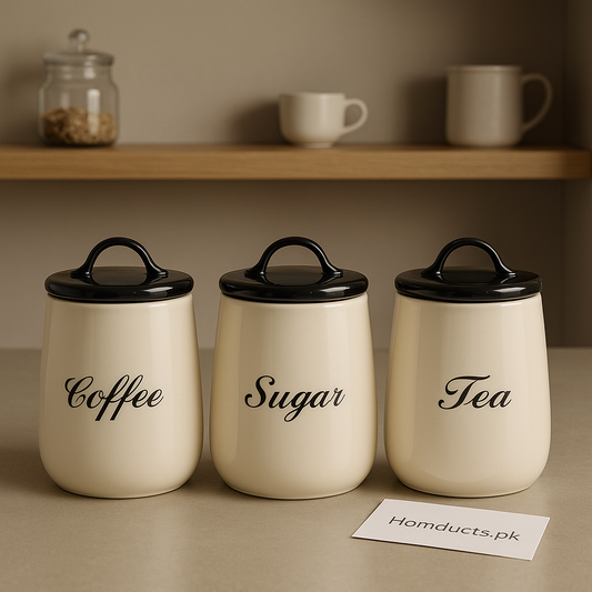 Ceramic Coffee Sugar Tea Jar Set – Elegant Kitchen Storage Containers