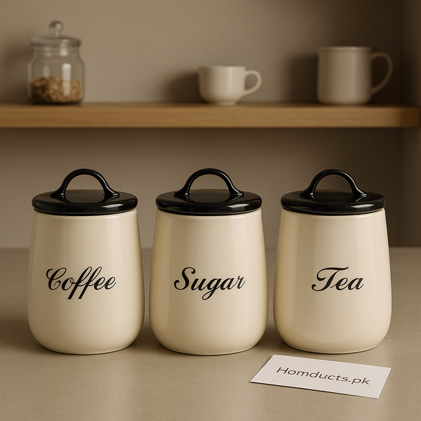 Ceramic Coffee Sugar Tea Jar Set – Elegant Kitchen Storage Containers