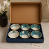 6-Piece Hand-Painted Ceramic Bowl Set – Blue & White Artistic Tableware Collection