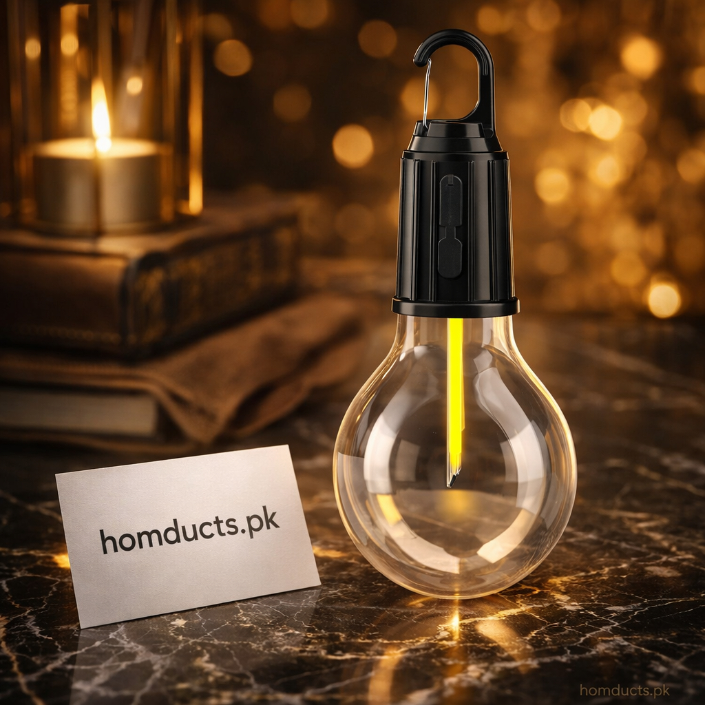 Rechargeable LED Camping Bulb Lamp – Warm Light, Portable Hanging Hook, Type-C Charging